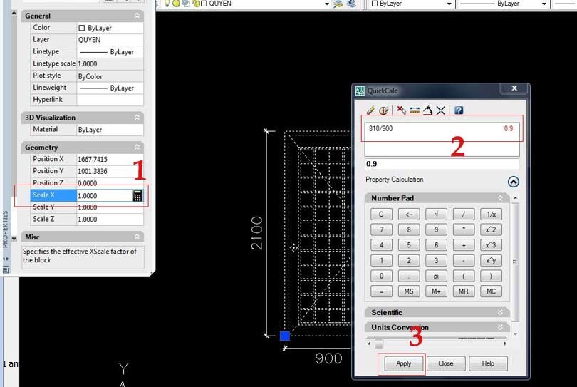 cach scale blok cad 1 chieu