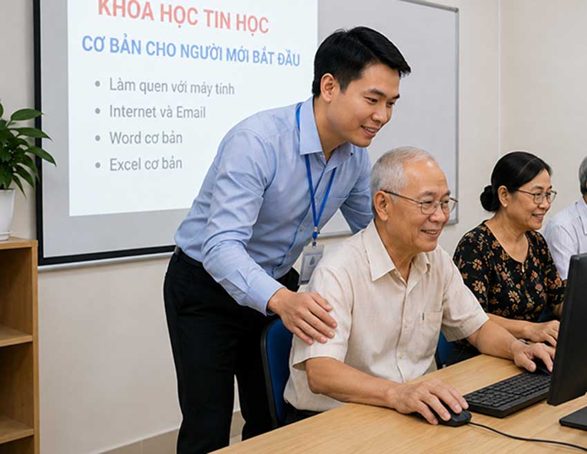 Dạy tin học cho người già người lớn tuổi và người mới bắt đầu tại Thái Nguyên