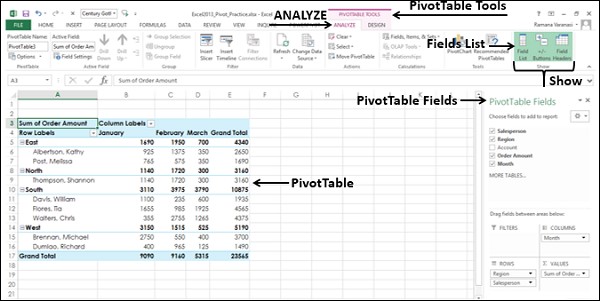 hướng dẫn sử dụng các ứng dụng nâng cao trong PivotTable